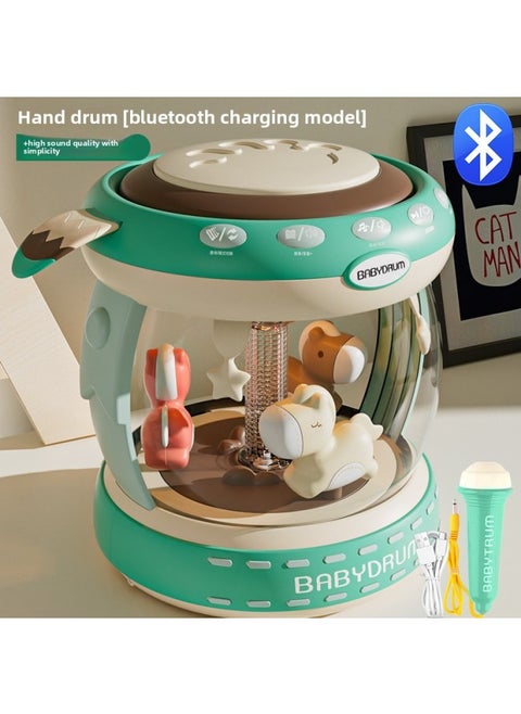 One-piece Delivery Children's Carousel Park Clapping Drum Toy Educational Early Education Clapping Drum With Microphone Light-Color:High-end Bluetooth Model [usb Charging] Extra Large Size☚Green + Microphone/bluetooth (unlimited Access To Content)