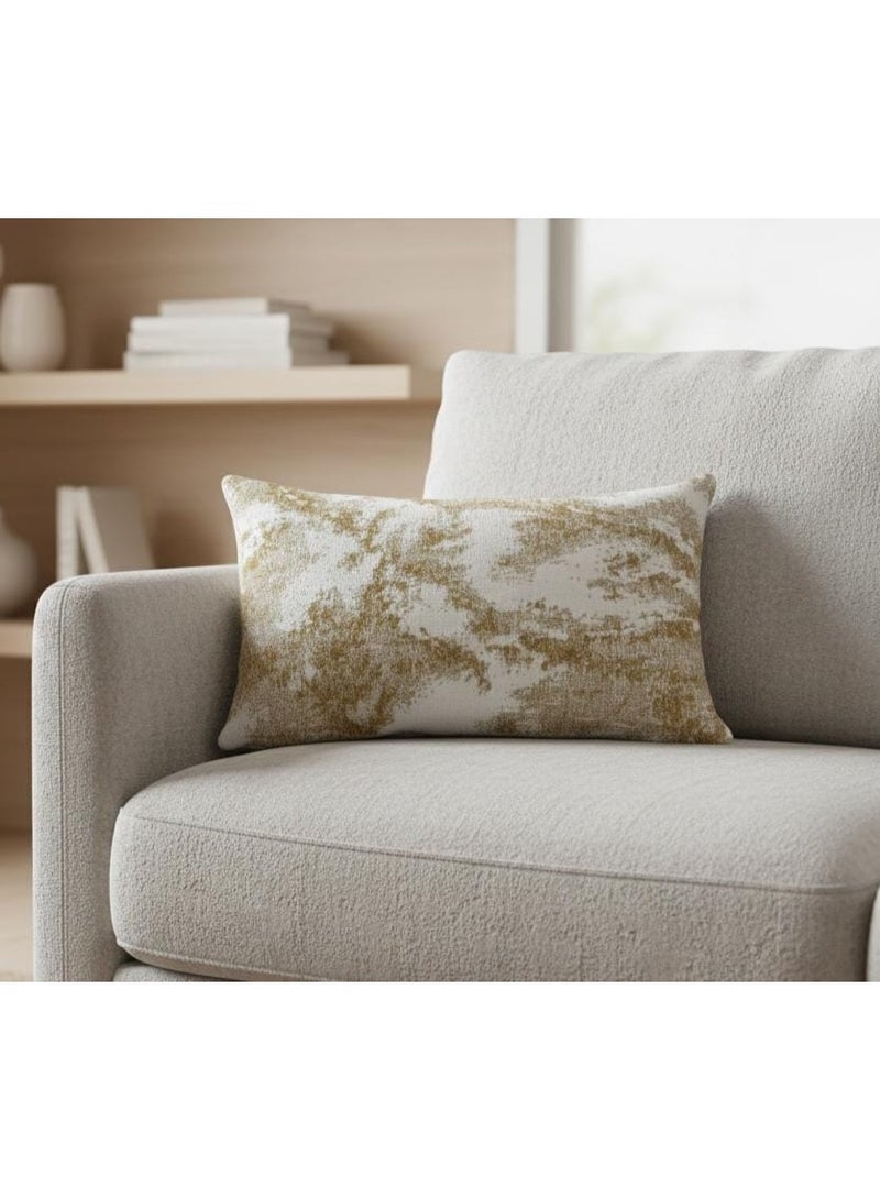 AKDC Elegant Neutral Abstract Pattern Decorative Lumbar Cushion – Beige & White Cotton, 30×50 cm - Image 2