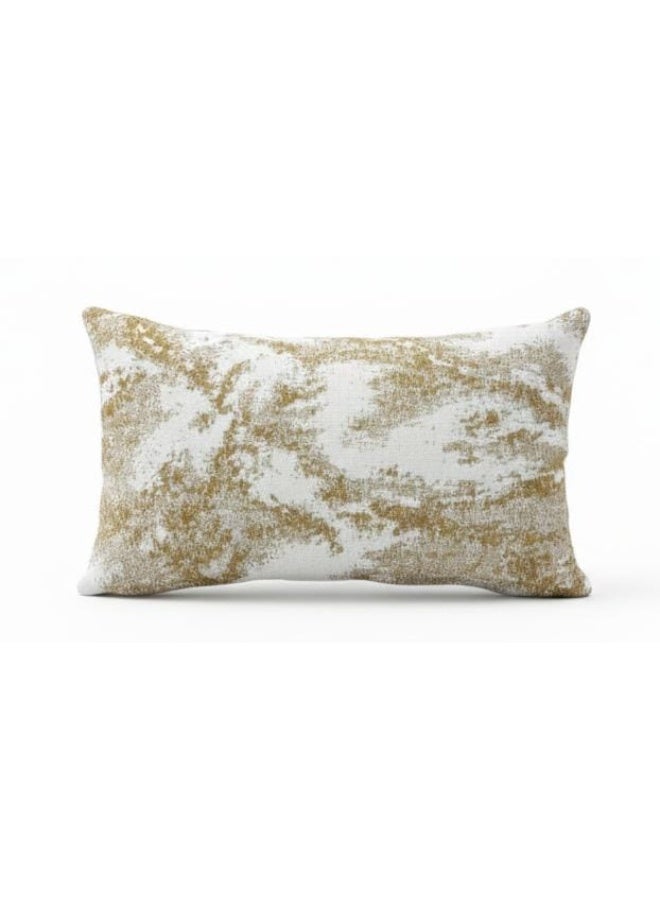 AKDC Elegant Neutral Abstract Pattern Decorative Lumbar Cushion – Beige & White Cotton, 30×50 cm - Image 1