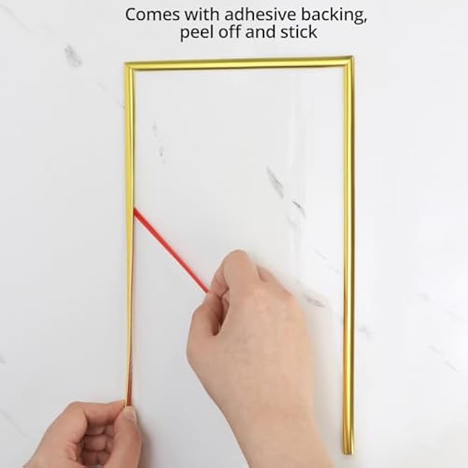 2 ROLLS 5M GOLD PEEL AND STICK WALL MOULDING,SELF-ADHESIVE EDGING STRIP FOR FLOOR, WALL, CEILING & MORE, 8MM WIDTH - Image 3