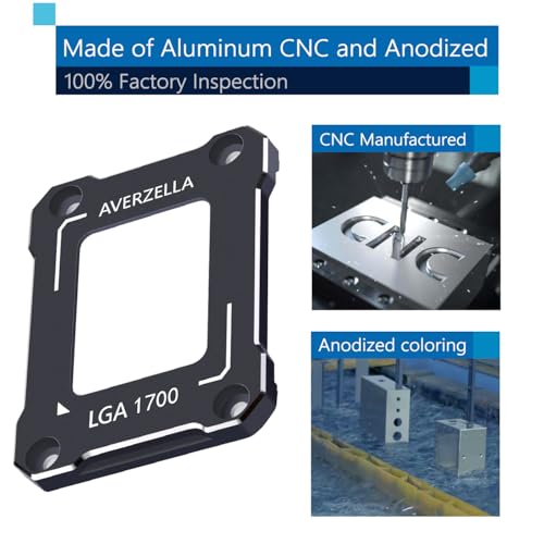 AVERZELLA Anti-Bending Contact Frame Retrofit Kit for Intel 12th/13th/14th Gen CPUs, CNC Aluminum CPU Buckle, Compatible with LGA 1700 Socket Motherboards (with 2g 5.15W/MK CPU Thermal) (Black) - Image 5