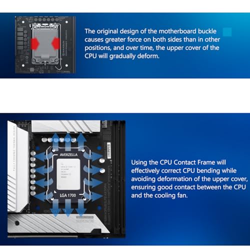 AVERZELLA Anti-Bending Contact Frame Retrofit Kit for Intel 12th/13th/14th Gen CPUs, CNC Aluminum CPU Buckle, Compatible with LGA 1700 Socket Motherboards (with 2g 5.15W/MK CPU Thermal) (Black) - Image 3