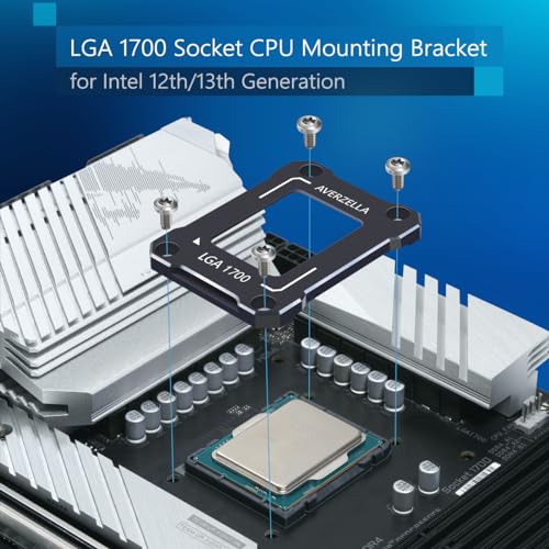 AVERZELLA Anti-Bending Contact Frame Retrofit Kit for Intel 12th/13th/14th Gen CPUs, CNC Aluminum CPU Buckle, Compatible with LGA 1700 Socket Motherboards (with 2g 5.15W/MK CPU Thermal) (Black) - Image 2