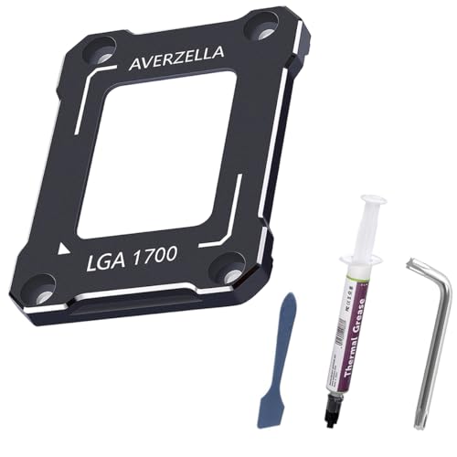 AVERZELLA Anti-Bending Contact Frame Retrofit Kit for Intel 12th/13th/14th Gen CPUs, CNC Aluminum CPU Buckle, Compatible with LGA 1700 Socket Motherboards (with 2g 5.15W/MK CPU Thermal) (Black) - Image 1