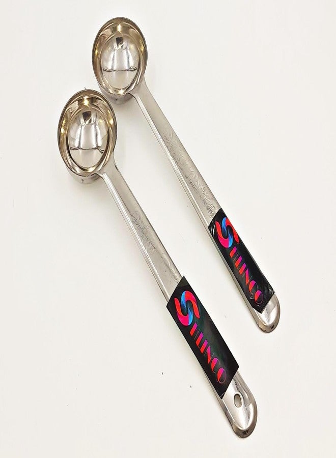 SHLINCO Stainless Steel Ladel | Kitchen Tool | Set of 2 Stainless Steel Serving Spoon Set (Pack of 2)