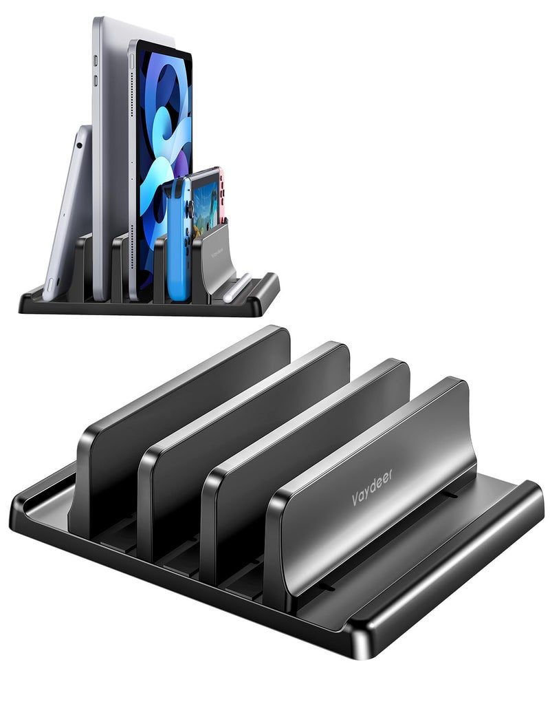 VAYDEER 3-Slot Vertical Laptop Stand Made of Premium ABS Plastic 4 in 1 Design Space-Saving Adjustable Desk Organizer for All MacBook/Chromebook/Surface - Image 1