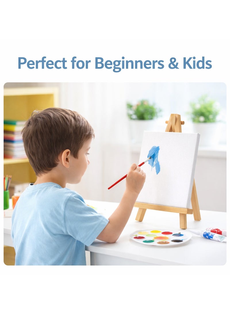 Dozen Artist Canvas with Wooden Easel for Painting – Premium White Cotton Stretched Canvas Board, Blank Painting Canvas for Acrylic Oil Watercolor, Art Canvas Set for Kids, Beginners, Students & Professional Artists, Art Supplies for Home School - Image 5