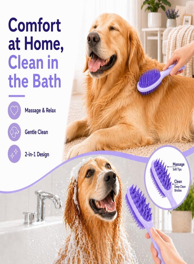 Peehss Dog Brush for Shedding, Long Handle Silicone Dog Bath Brush for Dogs and Cats, Dog Shampoo Brush and Scrubber for Bath, Pet Grooming Brush for Wet Dry Massage and Deshedding - Image 2