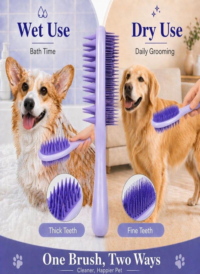 Peehss Dog Brush for Shedding, Long Handle Silicone Dog Bath Brush for Dogs and Cats, Dog Shampoo Brush and Scrubber for Bath, Pet Grooming Brush for Wet Dry Massage and Deshedding - Image 4