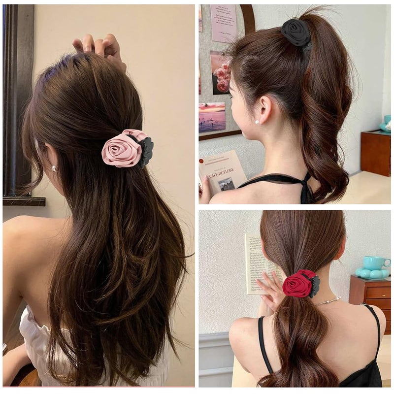 M'AYCREATE MAYCREATE® 3Pcs Hair Clips for Woman, Flower Claw Clip, Rose Clutchers for Hair Claw Clips Clutcher for Women, Small Decorative Hair Accessories for Woman Girls Half-Up Styles, Half Updos - Image 5