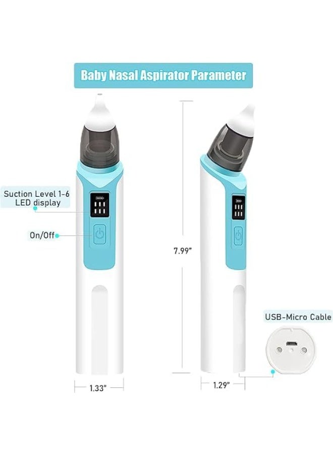 Electric Nasal Aspirator for Children – 6 Suction Levels with Display Screen | Rechargeable Nasal Cleaner | Effective Relief from Nasal Congestion for Children and Adults | Mucus Extractor/Nasal Aspirator for Adults (Blue) - Image 3
