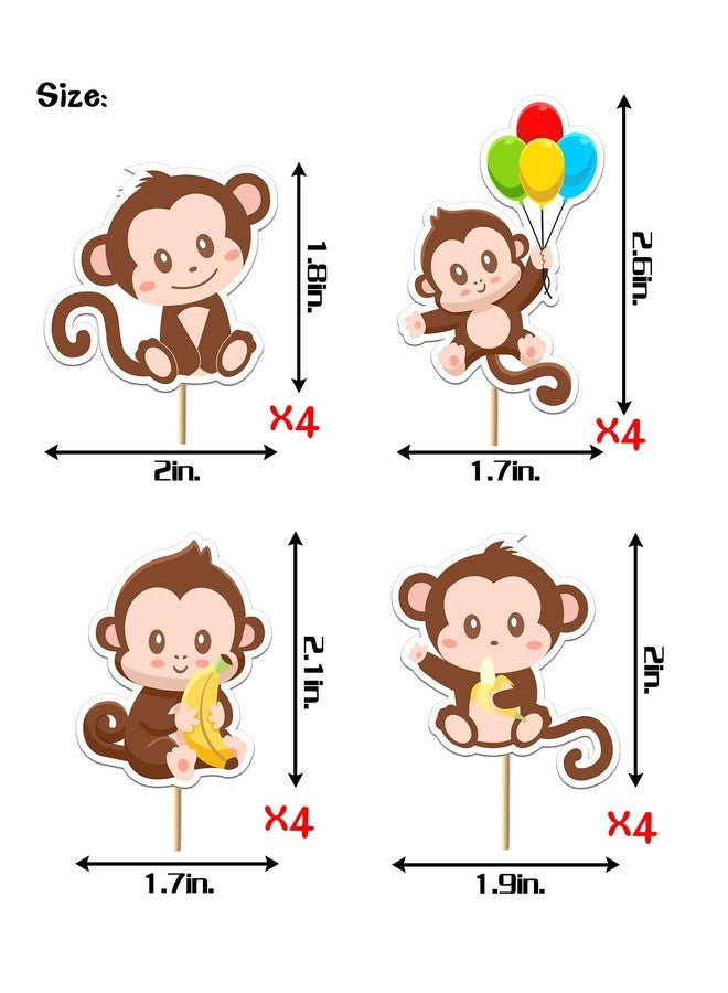 WPARHUS 32Pcs Monkey Cupcake Toppers -Monkey Cupcake Decorations fit for Girls Boys Cake Decoration,animal theme Birthday Party Supplies - Image 3