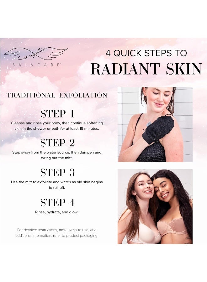 Seraphic Skincare Korean Exfoliating Mitts (1Pc) Microdermabrasion At Home, Exfoliating Gloves Visibly Lift Away Dead Skin, Great For Spray Tan Removal Or Keratosis Pilaris, Made Of 100% Viscose Fiber - Image 4