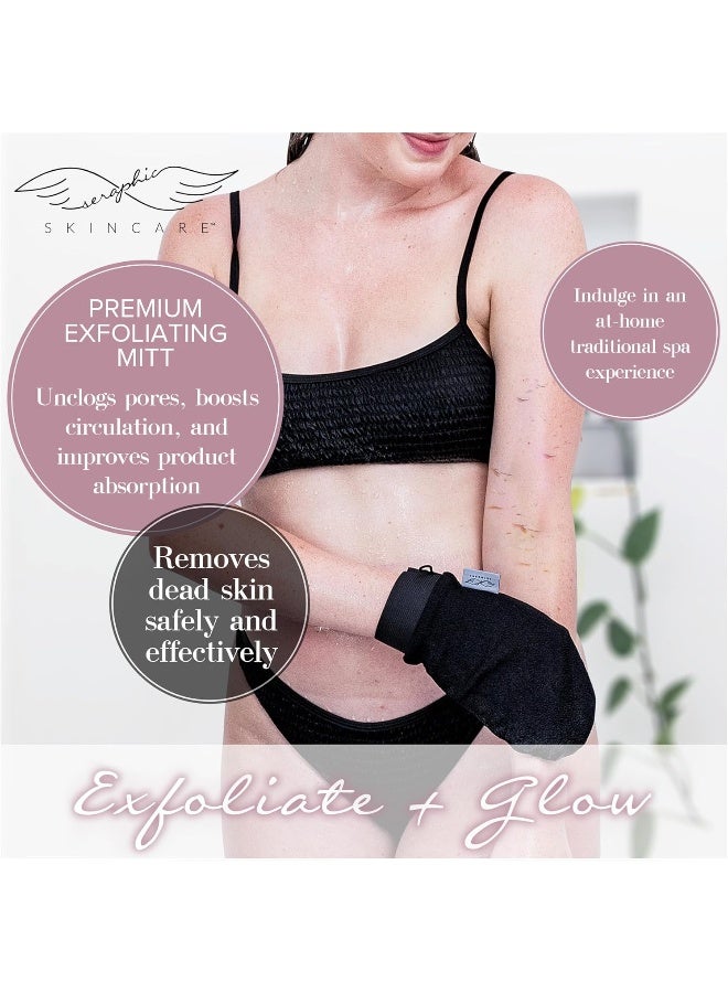 Seraphic Skincare Korean Exfoliating Mitts (1Pc) Microdermabrasion At Home, Exfoliating Gloves Visibly Lift Away Dead Skin, Great For Spray Tan Removal Or Keratosis Pilaris, Made Of 100% Viscose Fiber - Image 2