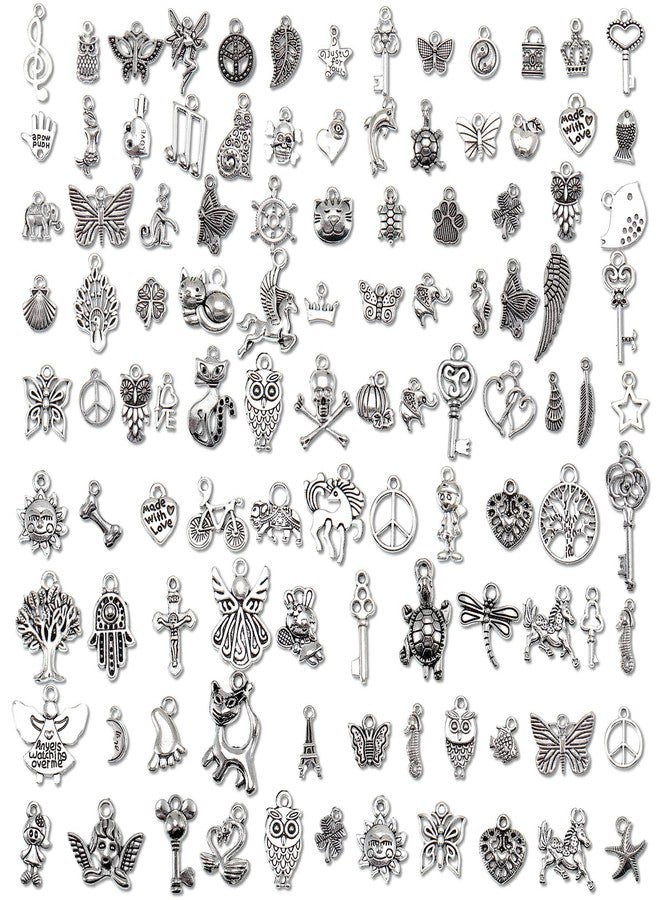 Mtlee 110 Pieces Crystal Dangle Charms Set Glass Drop Dangle Beads Inspiration Word Charms with Lobster Clasp Silver Metal Mixed for Jewelry Making Zipper DIY Crafting - Image 2