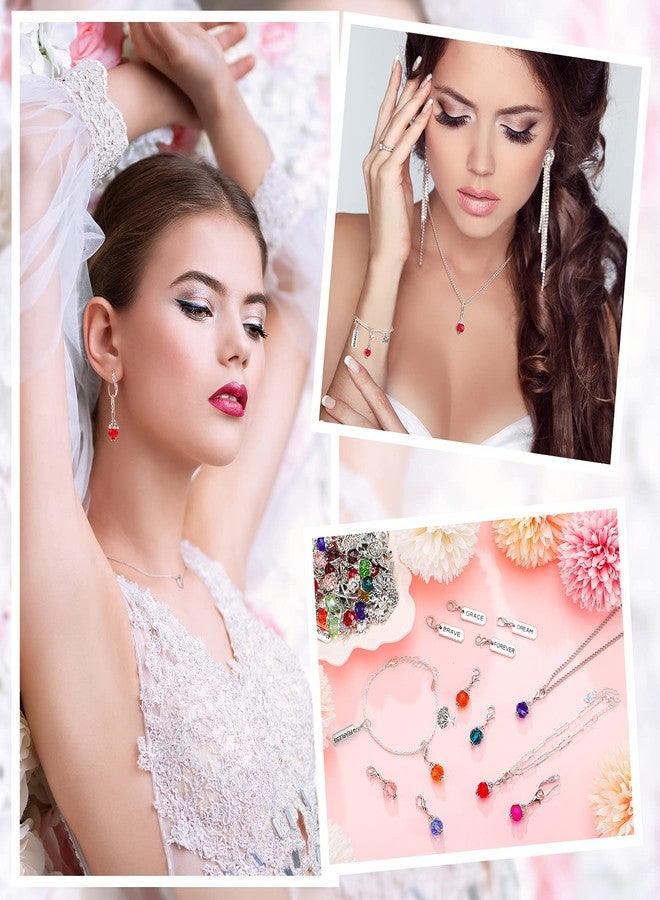 Mtlee 110 Pieces Crystal Dangle Charms Set Glass Drop Dangle Beads Inspiration Word Charms with Lobster Clasp Silver Metal Mixed for Jewelry Making Zipper DIY Crafting - Image 5