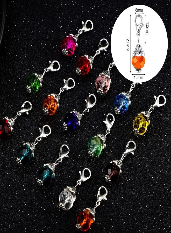 Mtlee 110 Pieces Crystal Dangle Charms Set Glass Drop Dangle Beads Inspiration Word Charms with Lobster Clasp Silver Metal Mixed for Jewelry Making Zipper DIY Crafting - Image 3