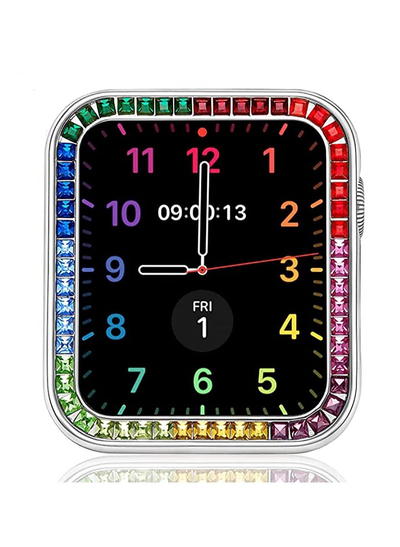 Y&D Compatible for Watch Case Suitable Iwatch 6 Generation 5/ 4/ 3/ 2/ 1 Protective 42mm Color Diamond Silver Type Colorful Square IWatch Cover Frame with Women and Men - Image 1