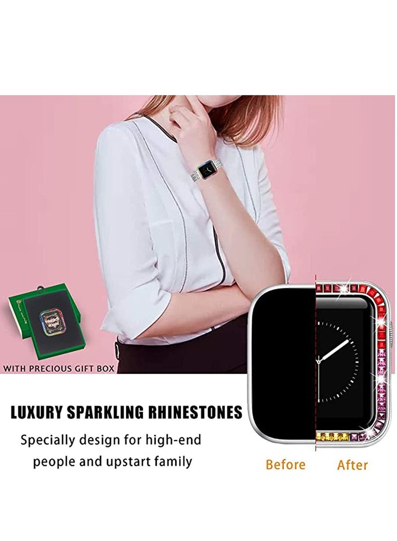 Y&D Compatible for Watch Case Suitable Iwatch 6 Generation 5/ 4/ 3/ 2/ 1 Protective 42mm Color Diamond Silver Type Colorful Square IWatch Cover Frame with Women and Men - Image 3