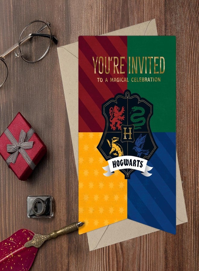 CONQUEST CON*QUEST Harry Potter House Banners Fill-in-the-Blank Magical Celebration Invitation & Envelope Box Set, Includes 20 Blank Invites & 20 Corresponding Envelopes, 4'' x 6'', Officially Licensed - Image 2