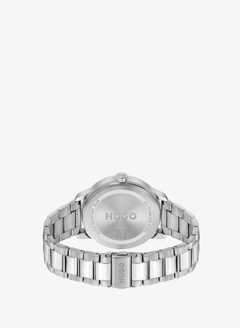 HUGO #Stamp Multi Collection Analog Multifunction Quartz Watch For Men With Silver Stainless Steel Bracelet - 1530368