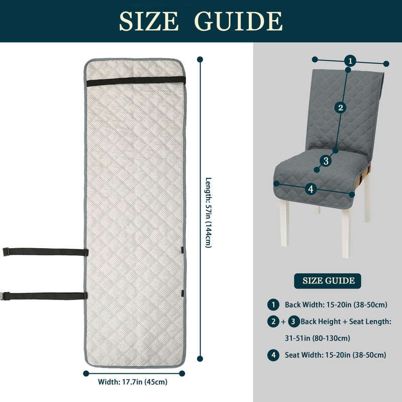 Yonus Waterproof Dining Chair Cover Office Chair Cover Water Resistant Dining Room Chair Cover Kitchen Chair Slipcover Computer Chair Cover with Anti-Slip Buckle (Grey, 1PCS) - Image 4