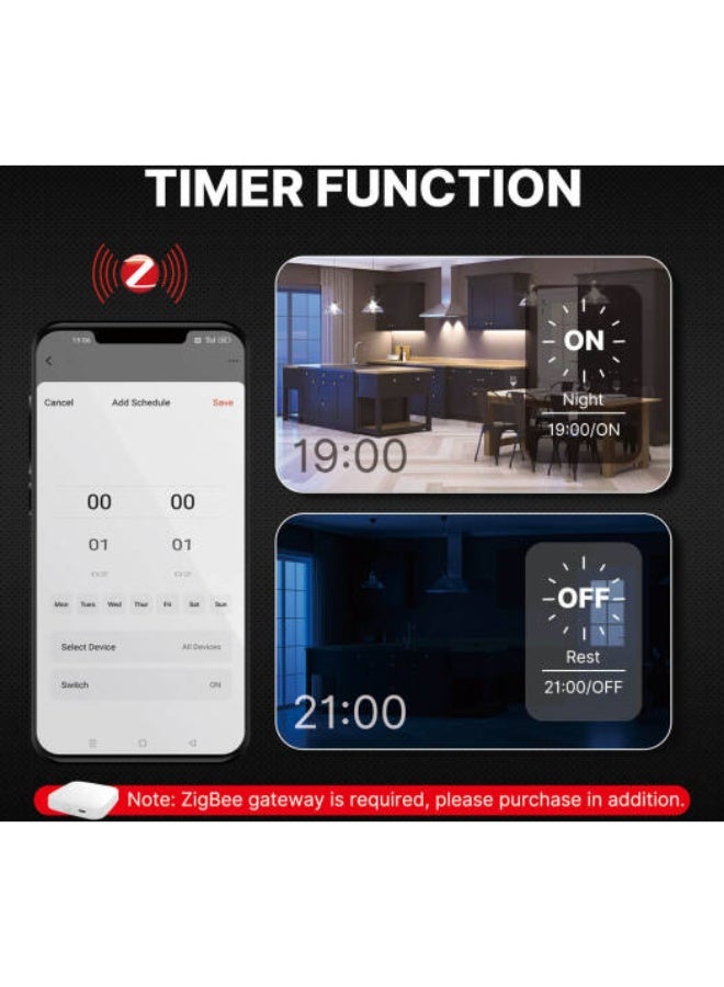 مويس مفتاح تعتيم ذكي MOES Zigbee – 3 أزرار (رمادي) مع زر ضغط دائري | وحدة تحكم ذكيّة لمشاهد الإضاءة، يعمل مع Tuya وSmart Life، ويتطلب Zigbee Hub - Image 5