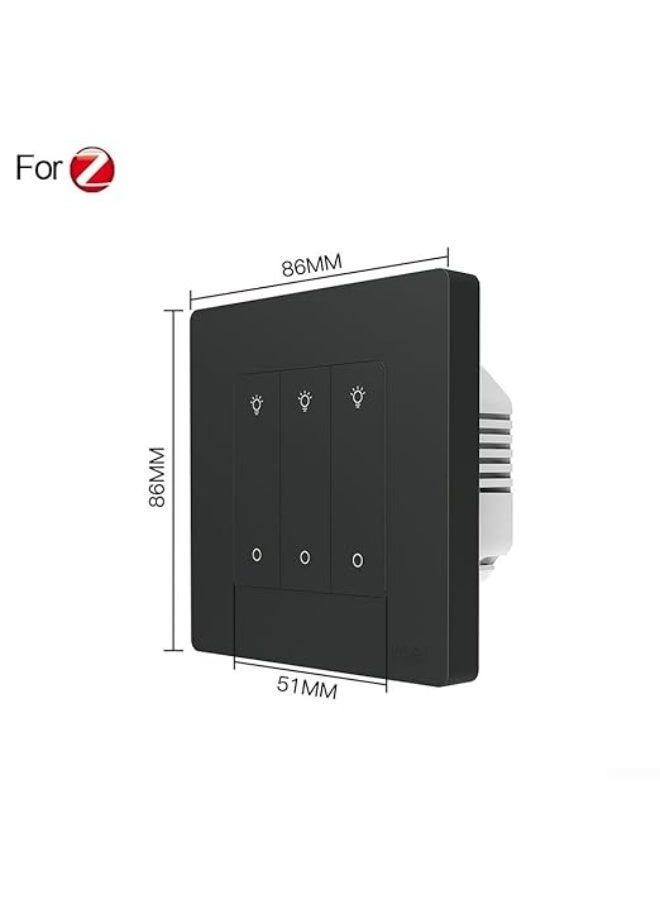 مويس مفتاح تعتيم ذكي MOES Zigbee – 3 أزرار (رمادي) مع زر ضغط دائري | وحدة تحكم ذكيّة لمشاهد الإضاءة، يعمل مع Tuya وSmart Life، ويتطلب Zigbee Hub - Image 2
