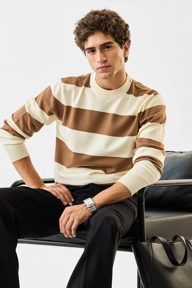 SNITCH Regular Fit Stripes Sweater