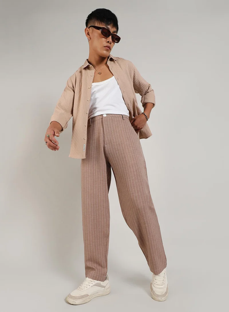 Campus Sutra  Lightweight - Pinstriped Trousers for Men | Best Price UAE