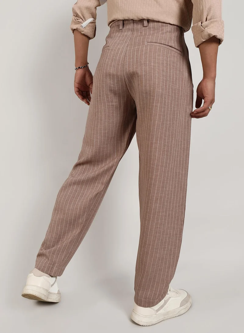 Campus Sutra  Lightweight - Pinstriped Trousers for Men | Best Price UAE