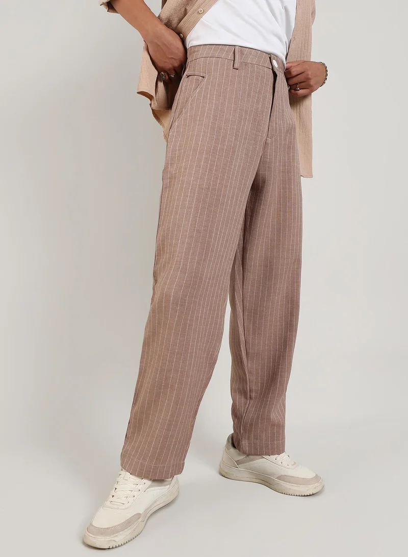 Campus Sutra  Lightweight - Pinstriped Trousers for Men | Best Price UAE