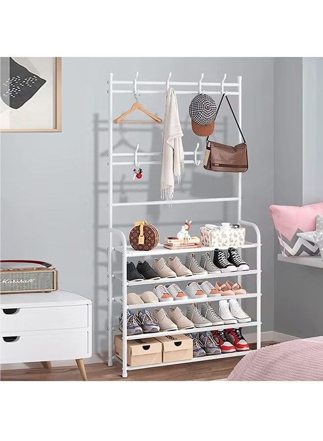 Loquat Entrance shoe rack and coat rack 5-layer shoe rack, bedroom dormitory corridor, white - Image 3