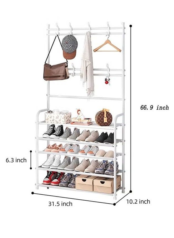 Loquat Entrance shoe rack and coat rack 5-layer shoe rack, bedroom dormitory corridor, white - Image 2
