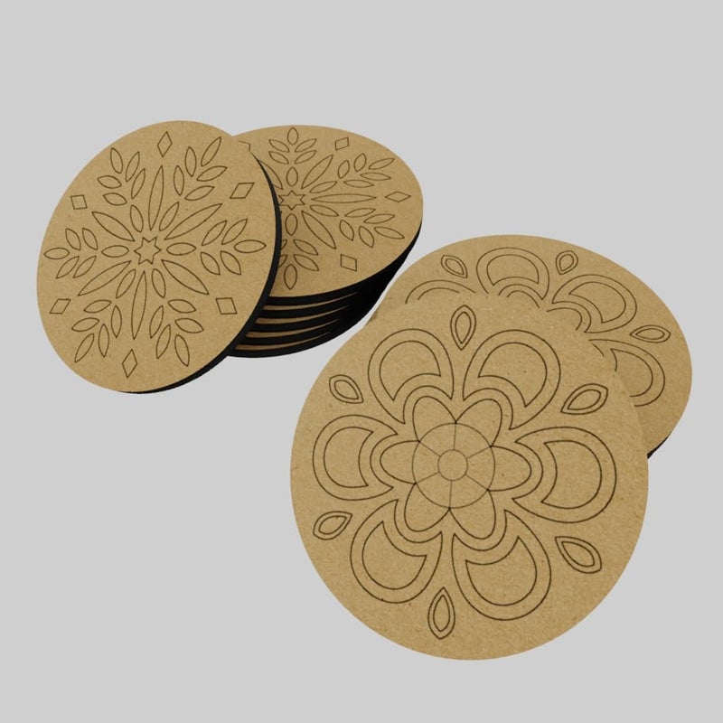 PICRAZEE DIY Engineered Pine MDF Pre-Marked 12 Round Plates Size 4x4 inch and 5.5 mm Thickness– Ideal for Art and Craft, Resin Art, Decoupage, and DIY Projects - Image 2