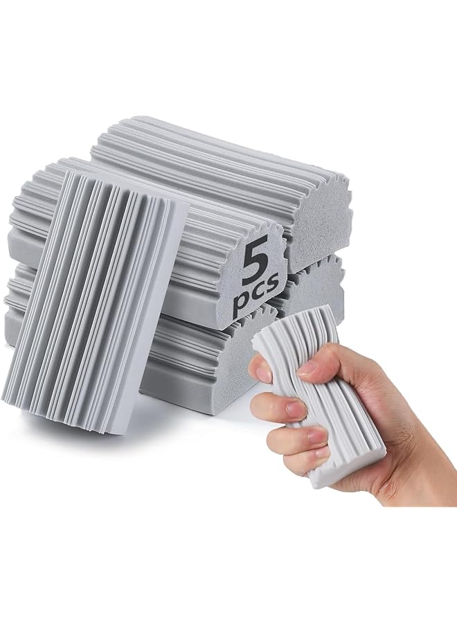 erorex 5-Pack Damp Duster, Clean Duster Sponge, Wet Sponge Reusable Washable Absorbent Soft Magical Cleaning Sponges for Blind, Cleaning Tool for Blinds, Mirrors, Floor,Railings and Ceiling Fans - Image 1