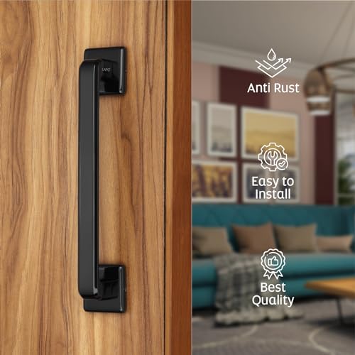 LAPO Cool Door Handles for Main Door | Main Door Handle | Door Handle | Zinc Alloy(10 inches- Pack of 1) Black Finish | 3 Years Warranty, Pull Handle - Image 5