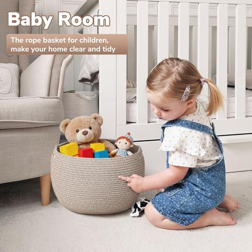 Goodpick Large Toy Storage for Kids Woven Storage Basket for Home Decor Baby Baskets for Baby Shower Diaper Caddy Organizer for Nursery Living Room Jute 157D x 105H - Image 3