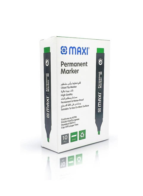 Maxi Permanent marker with Chisel tip 10pc Green