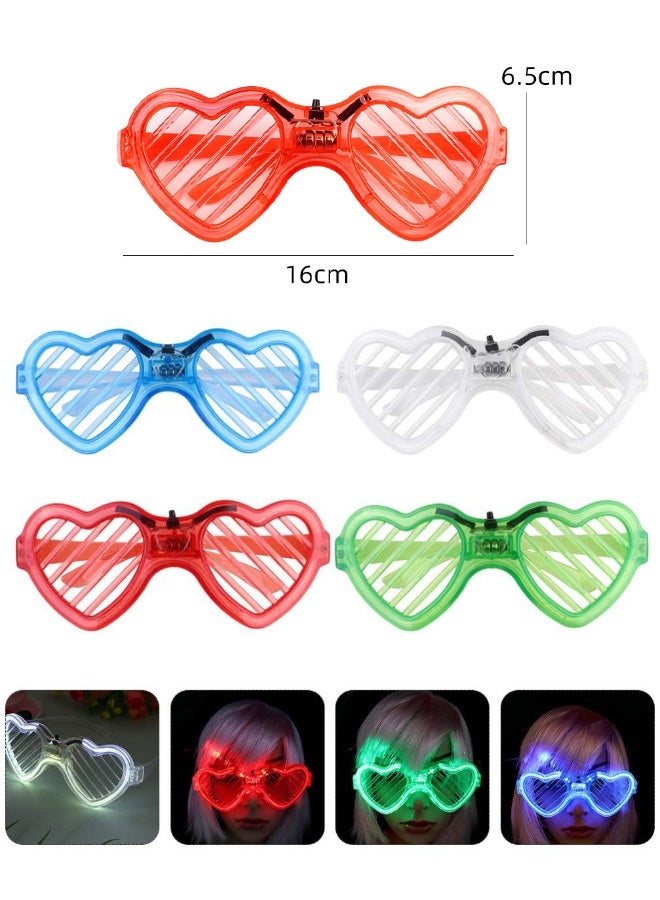 5 PCS LED Light Up Glasses for Kids & Adults, Glow in the Dark Neon Heart Shape Glasses for Party Favors, Birthday & School Events, Wedding, Great Prize for School Contest - Image 2