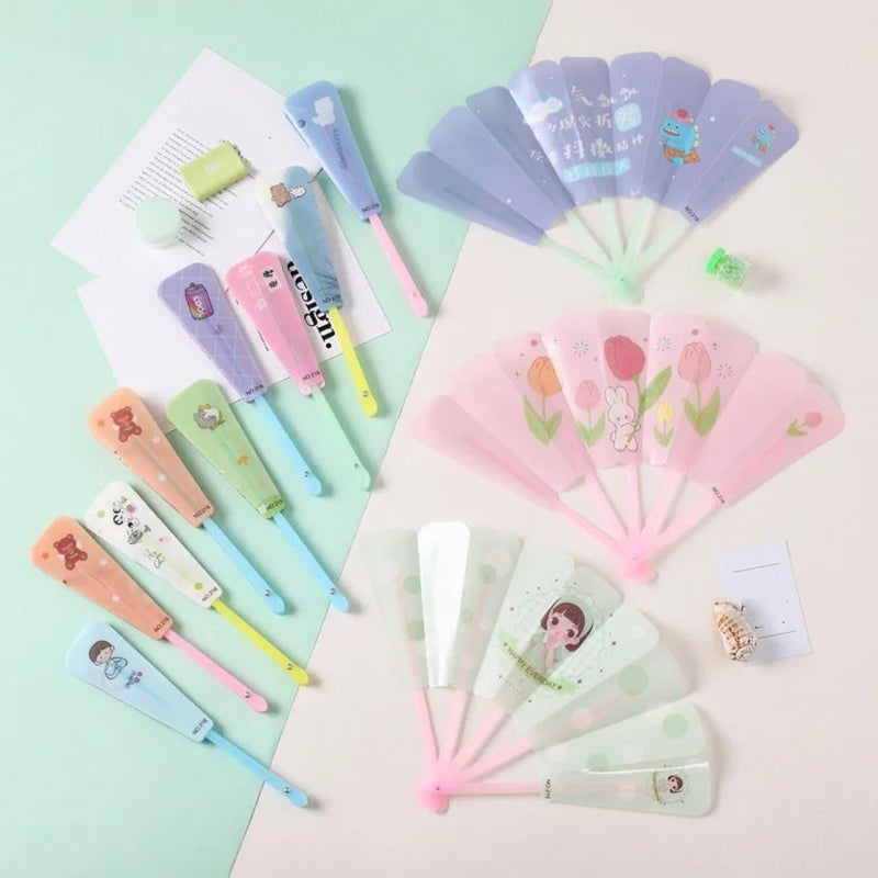 Cute Hand fan Foldable Pack of 6 Plastic Foldable Handheld Fan For Summer Mini Fans for Children and best for Return Gifts for Kids 18  - Image 1