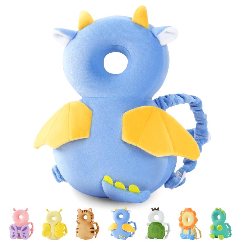 JunNeng Baby Head Protector Backpack, Toddler Walking Fall Head Protection, Blue Dinosaur - Image 1