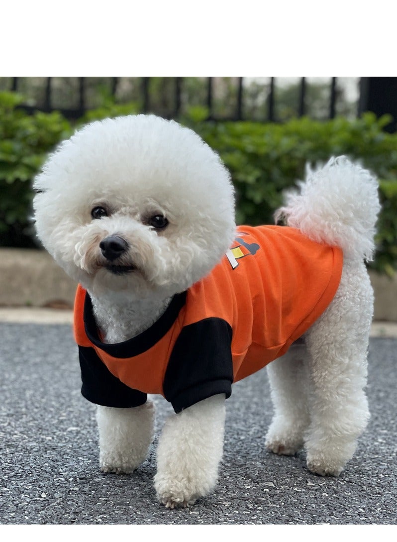 Loquat Squality Pet Summer Dog Clothes Cotton English Printed Tank Top T-shirt Orange - Image 1