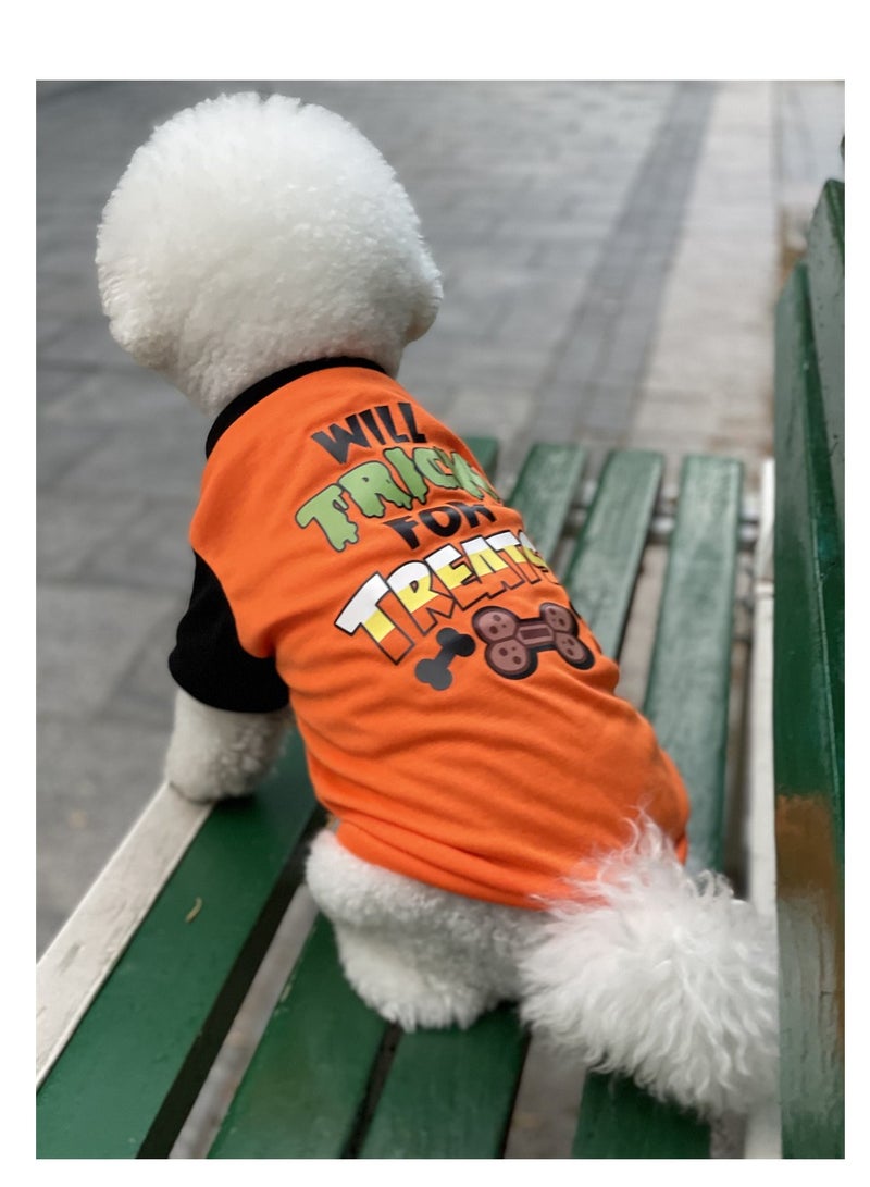 Loquat Squality Pet Summer Dog Clothes Cotton English Printed Tank Top T-shirt Orange - Image 2
