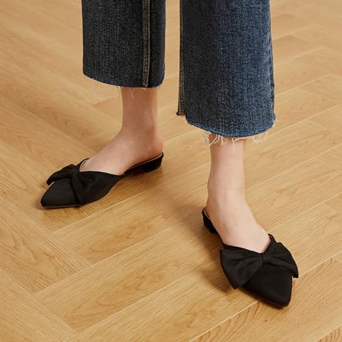Trary Women's Comfortable Mules - Black Business Casual Flats for Summer 2023 - Image 2