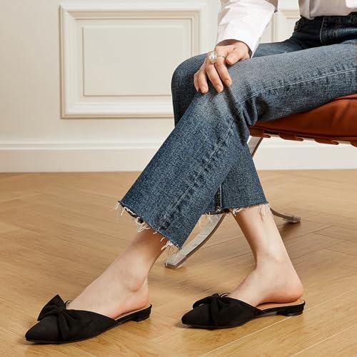 Trary Women's Comfortable Mules - Black Business Casual Flats for Summer 2023 - Image 4