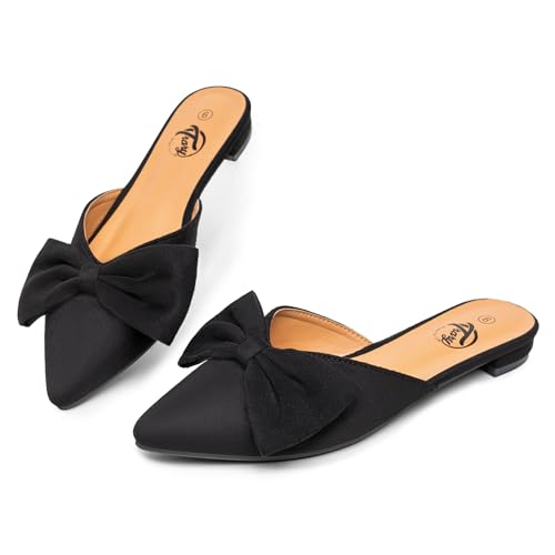 Trary Women's Comfortable Mules - Black Business Casual Flats for Summer 2023 - Image 1