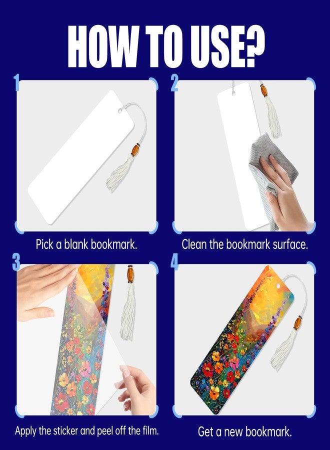 CHNVICK 24PCS UV DTF Bookmark Stickers,Watercolor Flowers Booklover Acrylic Bookmark Blanks Wraps for Bookworm - Image 3