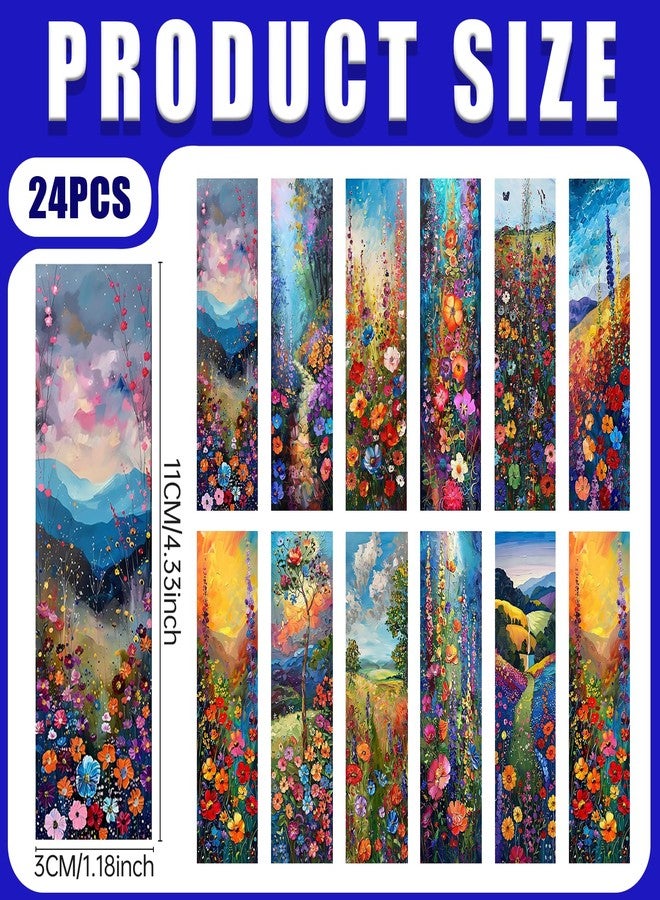 CHNVICK 24PCS UV DTF Bookmark Stickers,Watercolor Flowers Booklover Acrylic Bookmark Blanks Wraps for Bookworm - Image 2