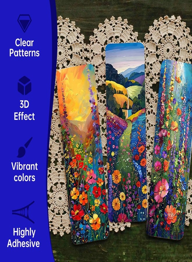 CHNVICK 24PCS UV DTF Bookmark Stickers,Watercolor Flowers Booklover Acrylic Bookmark Blanks Wraps for Bookworm - Image 4